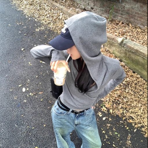 Vapetix S-XL  New Arrival Small Gray Hooded Sweater Cardigan Coat Women's Autumn and Winter Women's High-end Shor - 图片 5