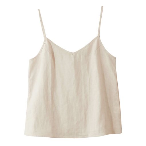 Vapetix L-M  21s Pure Linen Camisole Women's Spring and Summer Cotton and Linen V-neck Sleeveless Top chubby gir - Obrázek 3