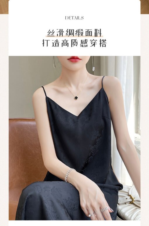 Vapetix S-XXL  24 Spring and Summer New French Style High-end V-neck Printed Elegant Long Dress Loose Slimming Com – Bild 4