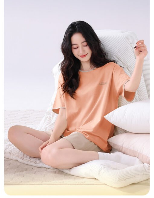 Vapetix M suggests 80-100 pounds-3XL recommends 160-180 pounds  Modal Pajamas Women's 2025 New Summer Ice Silk Thin Short Sleeve Shorts plus size with Chest Pad Ho - Obrázek 3