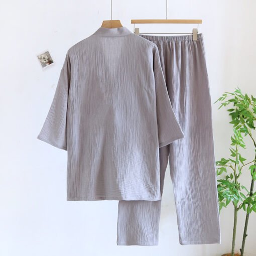 Vapetix M-XL  Japanese-style Chinese style pajamas men's kimono cotton gauze thin lace-up plus size 100.00kg home – Bild 6