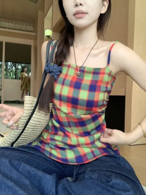 Vapetix S-XL  American Style Retro Irregular Chic Design Sling Outer Wear Vest Women's Summer Hot Girl Pleated Ye - 图片 5
