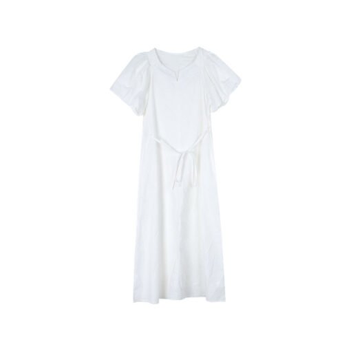 Vapetix One size fits all (80-130)-One size fits all (80-130)  [Giant Meat Covering OP] Song Ming Retro Waist Lace Bubble Sleeve dress Summer New Mid-length Dress - 图片 4