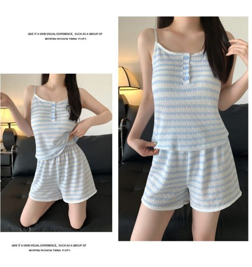 Vapetix M-XXL  Pure Desire New Style Instagram Style Korean Style Sweet Striped Pajamas Women's Summer Thin Sling – Bild 5
