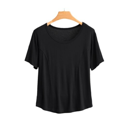 Vapetix M-XXL  Modal Crewneck Short-sleeved T-shirt Women's Summer Loose Slim-fit Solid Color Simple Base Shirt Ou - 图片 4