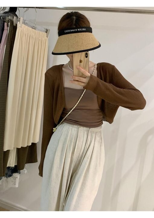 Vapetix Average size 80 to 125 pounds-Average size 80 to 125 pounds  Ice Silk Knitted Sunscreen Cardigan Women's Thin Shawl 2025 Summer with Sling dress Outer Blouse To - Kép 6