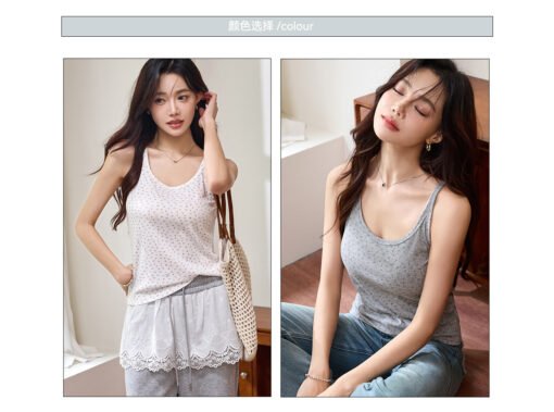 Vapetix S-XL  180g Light Loose Straight Vest Women's Summer Cotton U-Neck Lazy Floral Sling Base Top Joker Outer - 图片 8