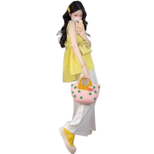 Vapetix S-XL  French Design Sense Yellow Bow Linen Vest Shirt Women's Summer Outer Wear V-Neck Backless Sleeveles - Kuva 3