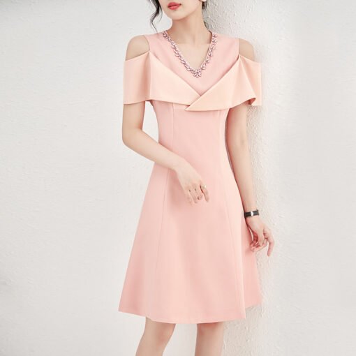 Vapetix S-XXL  2304105-Nanyou Light Luxury Fashion Temperament Heavy Industry V Neck Diamond Shoulder Open Waist S – Image 4