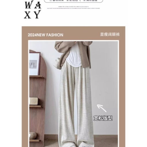 Vapetix S-Recommended 80-95 pounds-XXXS - Children's models within 5kg - Please take a photo  khaki Wide-leg Pants Women's Spring and Summer New High Waist Dipped Slimming Straight Lazy Relaxed - Afbeelding 3