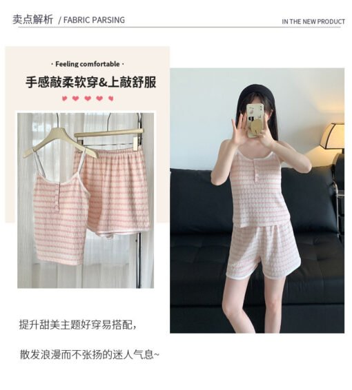 Vapetix M-XXL  Pure Desire New Style Instagram Style Korean Style Sweet Striped Pajamas Women's Summer Thin Sling – Bild 6
