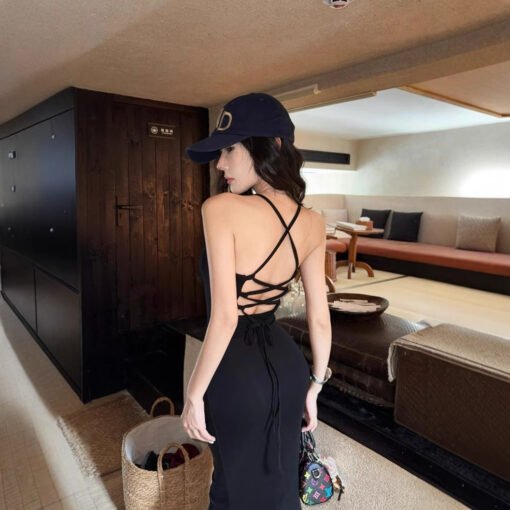 Vapetix One size fits all-One size fits all  Real Shot Pure Sexy Cross Strap Backless Hip Skirt Women's Tight Waist Slimming Skirt with Chest Pa - 图片 5
