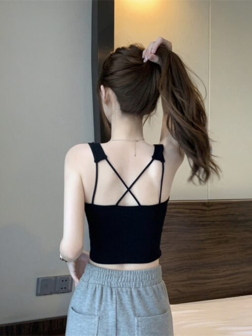 Vapetix M [Suggest 90-100 pounds]-3XL [Recommended 140-150 pounds]  plus size chubby girl White Base Small Sling Women's Belt Chest Pad Beautiful Back Bra One-piece Ve – Image 3