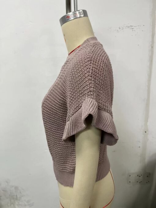 Vapetix S-XXXL  2024 Amazon Cross-border Europe and the United States New Twisted Rope Ruffled Short Sleeve Crewnec - Kép 5