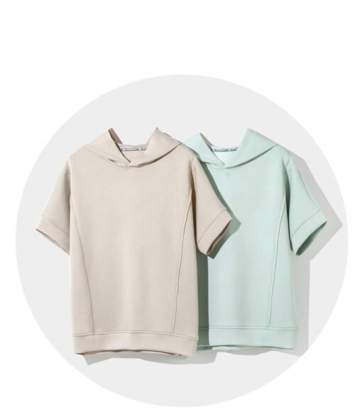 Vapetix L-XXL  Air Layer Solid Color Hooded Short-sleeved T-shirt Women's Summer Thin plus size Loose Slimming All - 图片 5