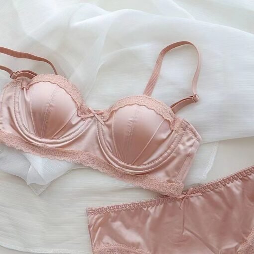 Vapetix S code [32/70ABC]-XL size [38/85ABC]  Small Exquisite Light Luxury Sexy Satin Inner Clothes Girl Soft Steel Ring Half Cup Small Chest Pus - Obrázek 2