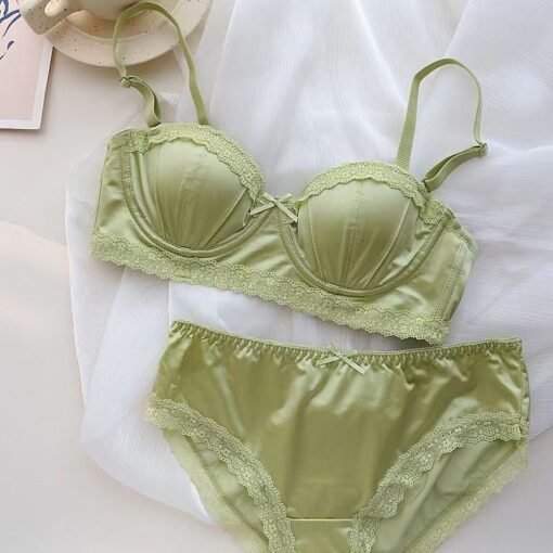 Vapetix S code [32/70ABC]-XL size [38/85ABC]  Small Exquisite Light Luxury Sexy Satin Inner Clothes Girl Soft Steel Ring Half Cup Small Chest Pus - Obrázek 3