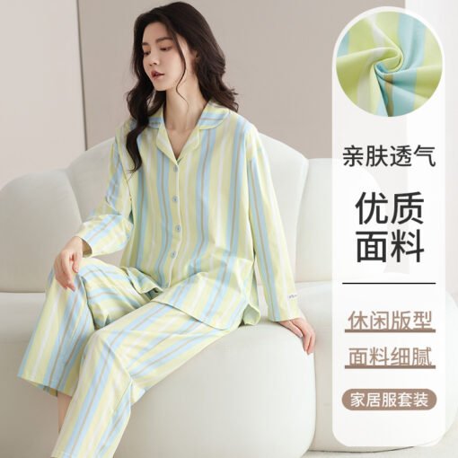 Vapetix M-XXL  2024 New Arrival Pajamas Women's Spring and Autumn Pure Cotton Sweet Princess Style Cardigan Long-S - Obrázek 5