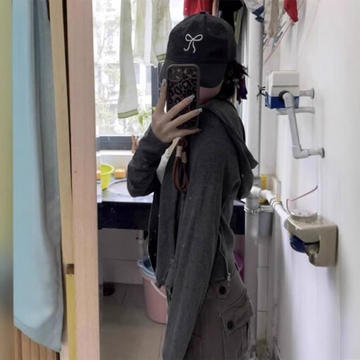 Vapetix S-XL  Chubby Girls Korean Style Design Sense Cross Hooded Long Sleeve Sweat Women's Autumn New Sweet Cool - 图片 5