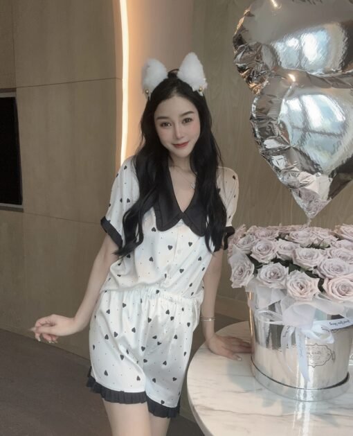 Vapetix M-XL  [Thief] Ice Silk Pajamas Women's plus size Summer Light Luxury High-end Western Style Outwear suit - Obrázek 3