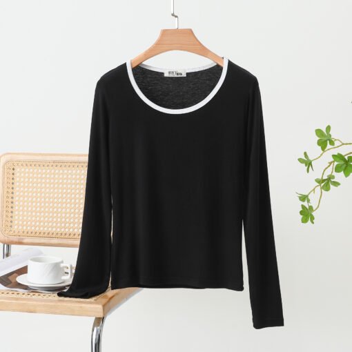 Vapetix XL-XXL  Spring and Autumn Long-sleeved T-shirt Women's Inner Base Shirt Small Top Trendy Long-sleeved Inner - 图片 5