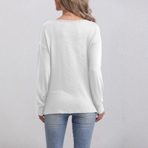 Vapetix S-XXL  2024 autumn and winter new Amazon foreign trade cross-border solid color deep V-neck fashion simple - 图片 5