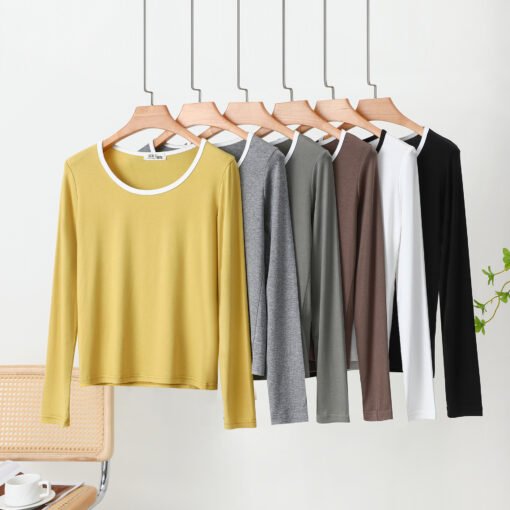 Vapetix XL-XXL  Spring and Autumn Long-sleeved T-shirt Women's Inner Base Shirt Small Top Trendy Long-sleeved Inner - 图片 6