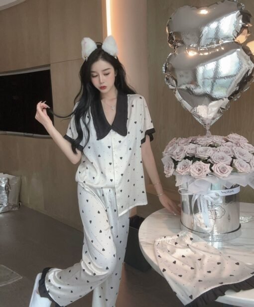 Vapetix M-XL  [Thief] Ice Silk Pajamas Women's plus size Summer Light Luxury High-end Western Style Outwear suit - Obrázek 4