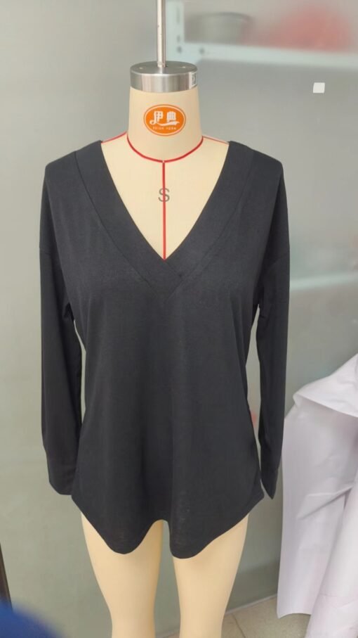 Vapetix S-XXL  2024 autumn and winter new Amazon foreign trade cross-border solid color deep V-neck fashion simple - 图片 6