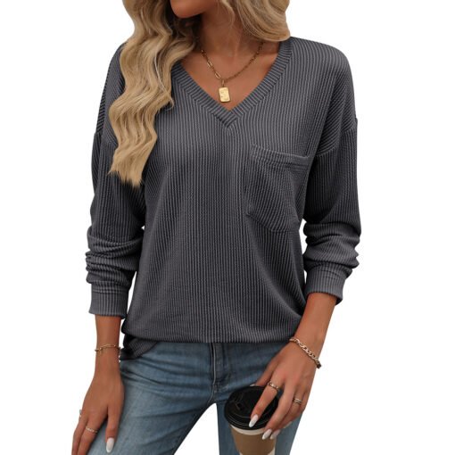 Vapetix S-XXL  Amazon foreign trade Europe and the United States cross-border 2024 autumn and winter new V-neck tw - 图片 8