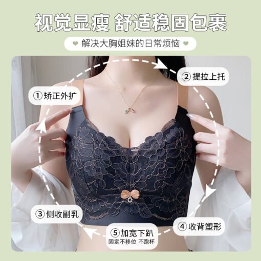 Vapetix 34/75B-44/100D  Big Chest Small Chest plus size Underwear Full Cup Ultra-thin Summer Bra No Steel Ring Adjustable G - 图片 3