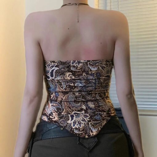 Vapetix S-L  Ethnic Style Rework Printing Irregular Chest Wrap Old Metal Japanese Buckle Design Sense Pleated Wa - 图片 6