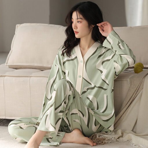 Vapetix Female M-Female XXL  Spring and Autumn New High-value Pajamas Women's Kimono Cardigan Long-sleeved Thin Cotton Pajamas s - Obrázek 5