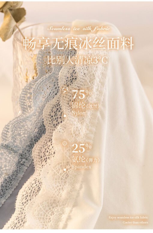 Vapetix M-XL  Japanese Sweet Ice Silk Traceless Women's Underwear Women's Sexy Lace Edge Breathable Mesh Pure Cot - Image 5