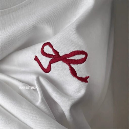 Vapetix M-2XL  Spring and Summer South Korea New Simple Embroidered Small Bow Solid Color All-match Shoulder Short – Bild 6