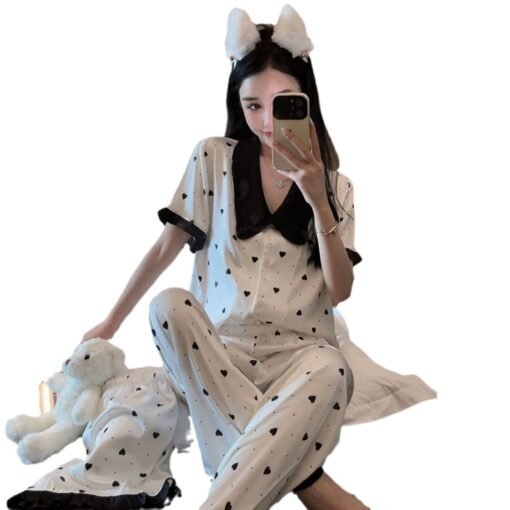Vapetix M-XL  [Thief] Ice Silk Pajamas Women's plus size Summer Light Luxury High-end Western Style Outwear suit - Obrázek 6
