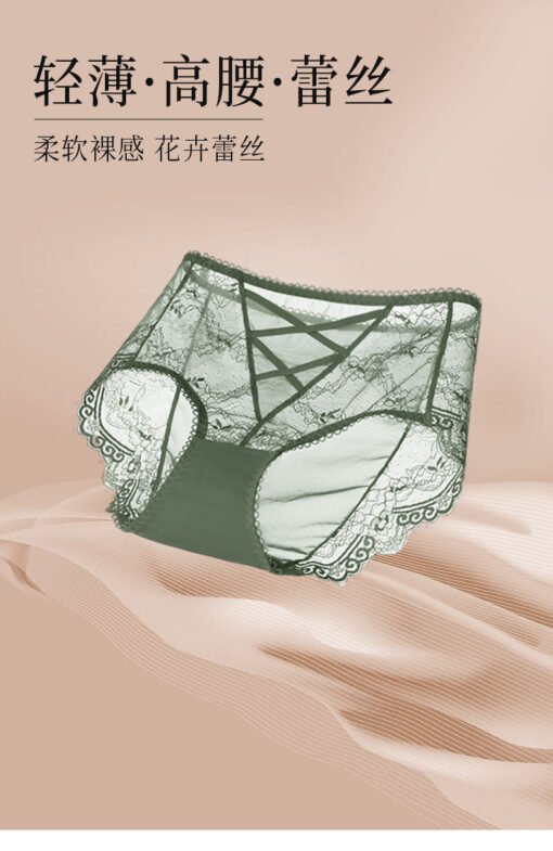 Vapetix M-L  Summer New Sexy Lace Briefs High Elastic Breathable Mesh Bag Hip Girls' Underwear Mid-high Waist Qu - 图片 7