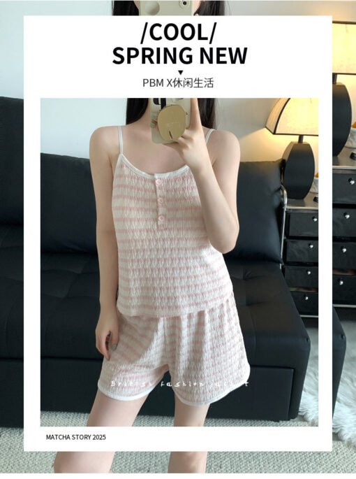 Vapetix M-XXL  Pure Desire New Style Instagram Style Korean Style Sweet Striped Pajamas Women's Summer Thin Sling – Bild 7