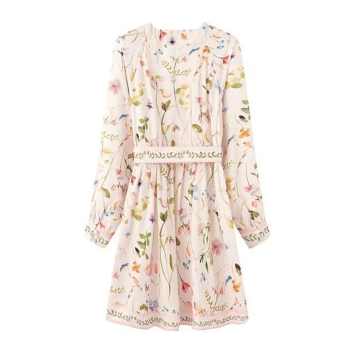 Vapetix S-L  Cross-border European and American 2025 Amazon Spring V-neck Printed Waist Wrap-up Lazy French Dres - Obrázek 8