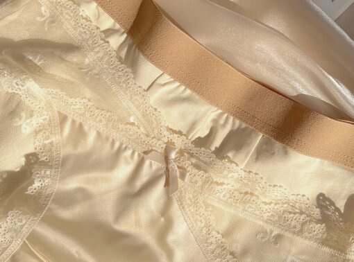 Vapetix M-L  Pure Light Luxury Satin Bow Low Waist European and American Style Sexy Lace Cotton Crotch Mesh Tria - Obrázek 7