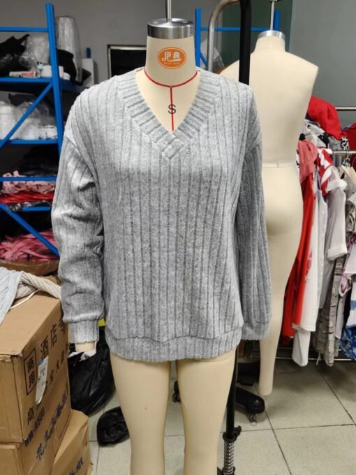 Vapetix S-XXL  2024 Cross-border Year Europe and America Amazon Autumn and Winter New Long Sleeve V-Neck Knitted T - 图片 7