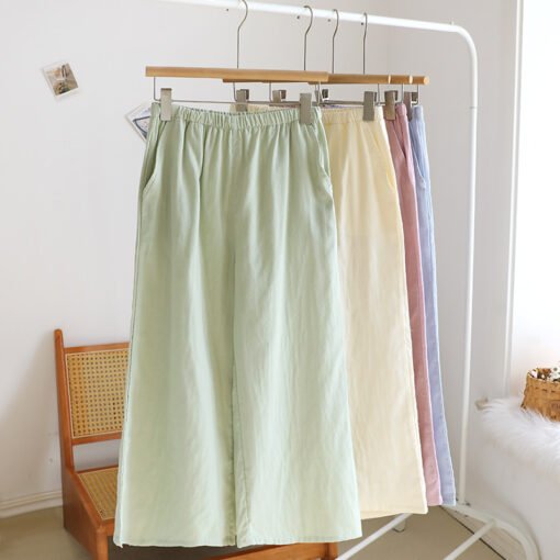 Vapetix M-XL  Solid Color Pajama Pants Women's Pure Cotton Double-Layer Cotton Yarn Spring and Summer Single-Piec - Imagen 9