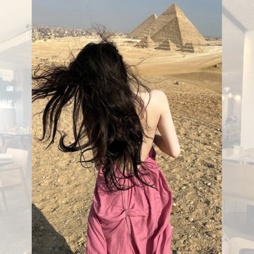 Vapetix S-2XL  Hainan Sanya Holiday Pink Backless Neck Sling dress Women's Summer Yunnan Dali Beautiful Atmosphere - 图片 2