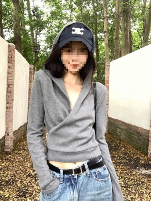 Vapetix S-XL  New Arrival Small Gray Hooded Sweater Cardigan Coat Women's Autumn and Winter Women's High-end Shor - 图片 6