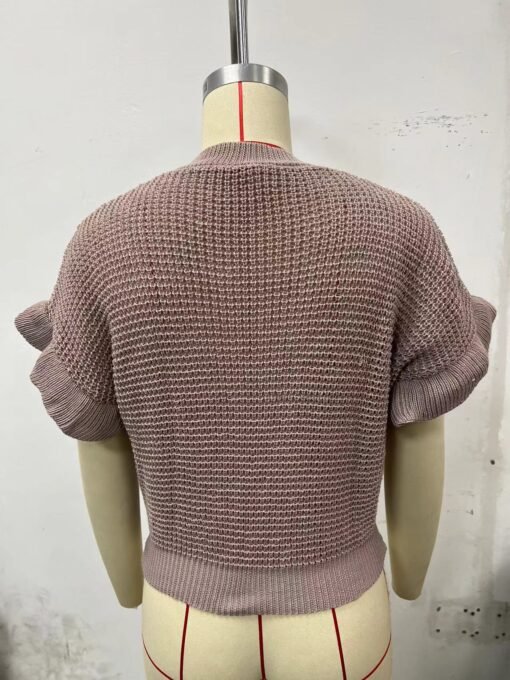 Vapetix S-XXXL  2024 Amazon Cross-border Europe and the United States New Twisted Rope Ruffled Short Sleeve Crewnec - Kép 6