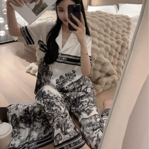 Vapetix M-XXXL  [Lin Zhijing Three-piece Set] Gao Ding Ice and Snow Silk Summer Thin Ink Painting Cool Three-piece - 图片 7