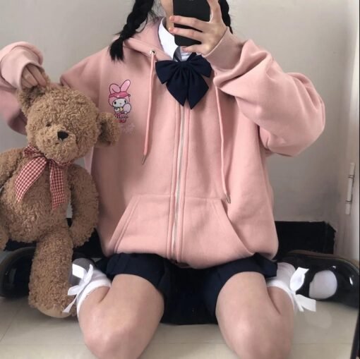 Vapetix S-4XL  American-style Cartoon Sweater Coat Women's Autumn and Winter fleece-lined Thickened Ins Fashionabl – Bild 6