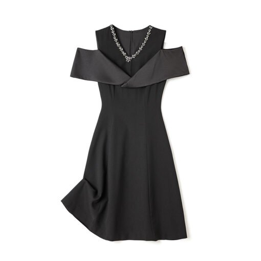 Vapetix S-XXL  2304105-Nanyou Light Luxury Fashion Temperament Heavy Industry V Neck Diamond Shoulder Open Waist S – Image 5