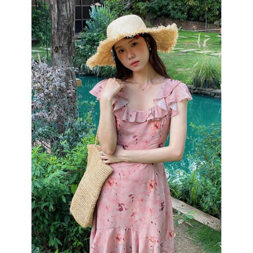 Vapetix M（80-105）-L（105-120）  [Pellis Garden] Song Ming Holiday Wind Dizzy Ruffled Floral dress Summer Long Dress YZ4912F – Bild 6