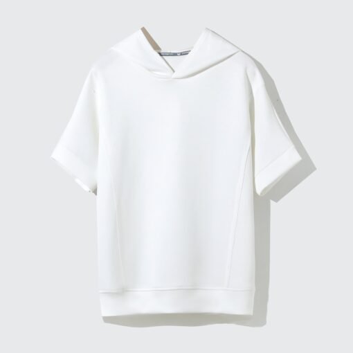 Vapetix L-XXL  Air Layer Solid Color Hooded Short-sleeved T-shirt Women's Summer Thin plus size Loose Slimming All - 图片 8